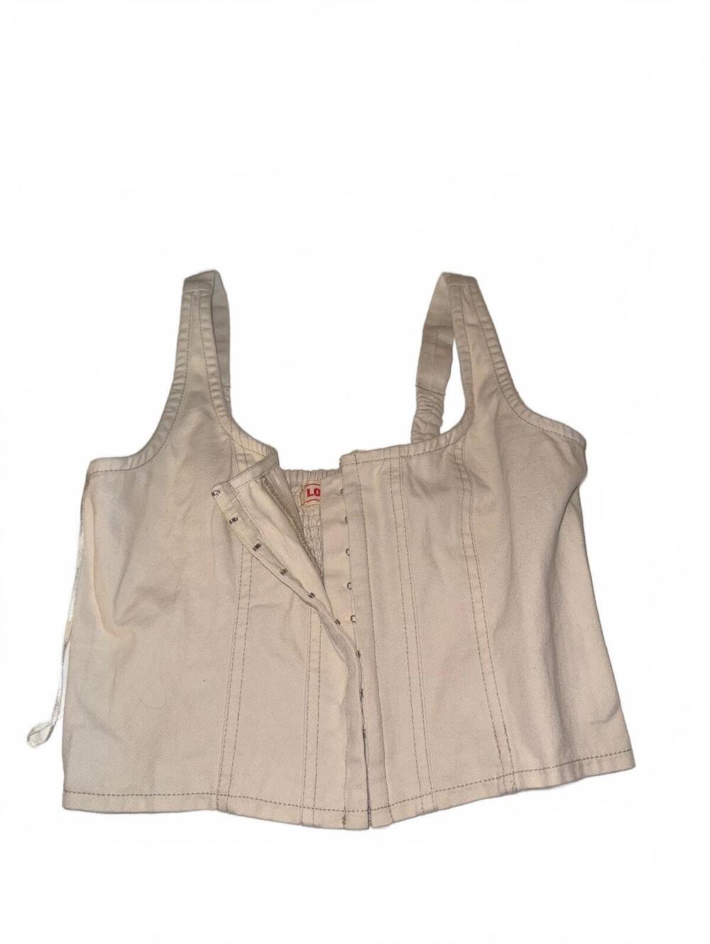 Lone Star Women's Beige Cotton Corset Style Crop Top Size Small